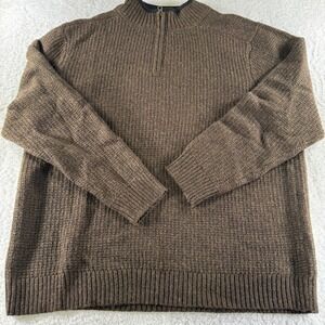 Pendleton Washable Wool Laine Lavable Quarter Zip Sweater Men's XL Brown‎ CLEAN